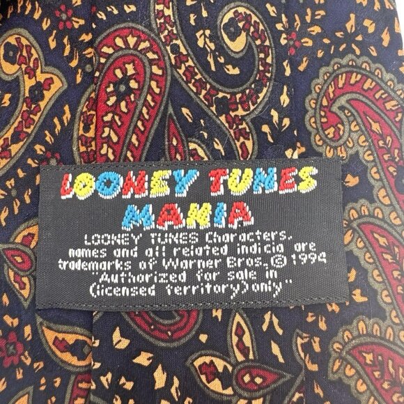 Vintage Tie 1994 Looney Tunes Mania Paisley Coyote Martian Bunny Taz - Picture 4 of 10